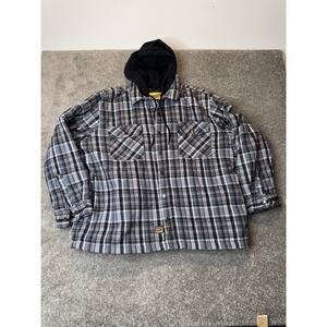 Brazos Work‎ Force Flannel Hooded Quilted Jacket Mens Large Plaid Snaps Pockets